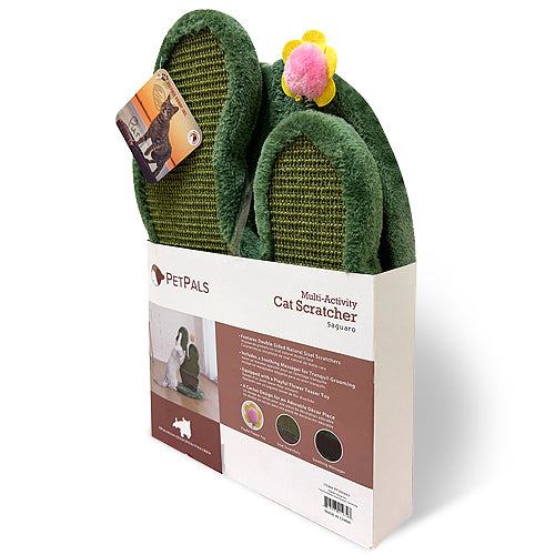 PetPals Natural Compostable Sisal Cactus-Shaped Cat Scratcher - 18"H, Natural Sisal, Medium