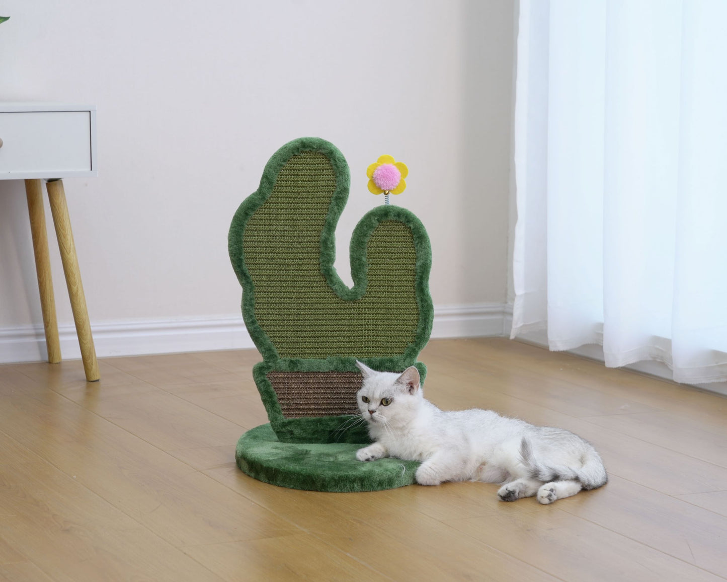 PetPals Natural Compostable Sisal Cactus-Shaped Cat Scratcher - 18"H, Natural Sisal, Medium