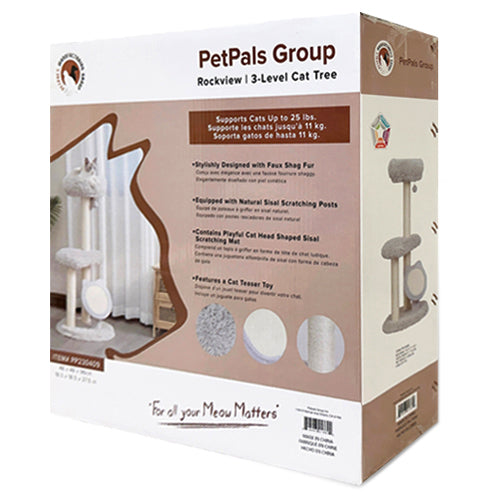 Petpals Rockview 3-level Shag Fur Cat Tree
