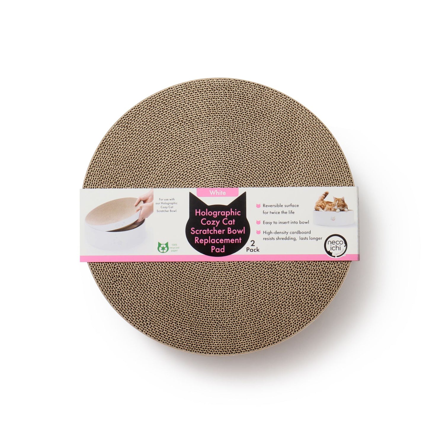 Cozy Cat Scratcher Bowl Replacement Pad (Hologram White, 2 pack)
