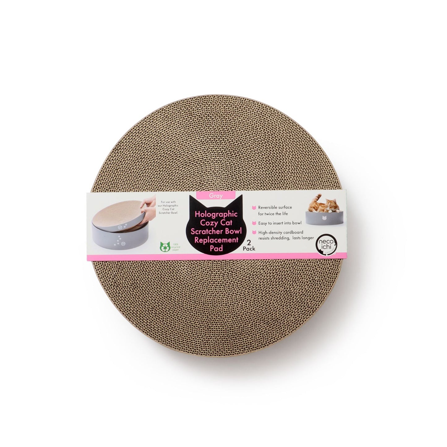 Cozy Cat Scratcher Bowl Replacement Pad (Hologram Gray, 2 pack)