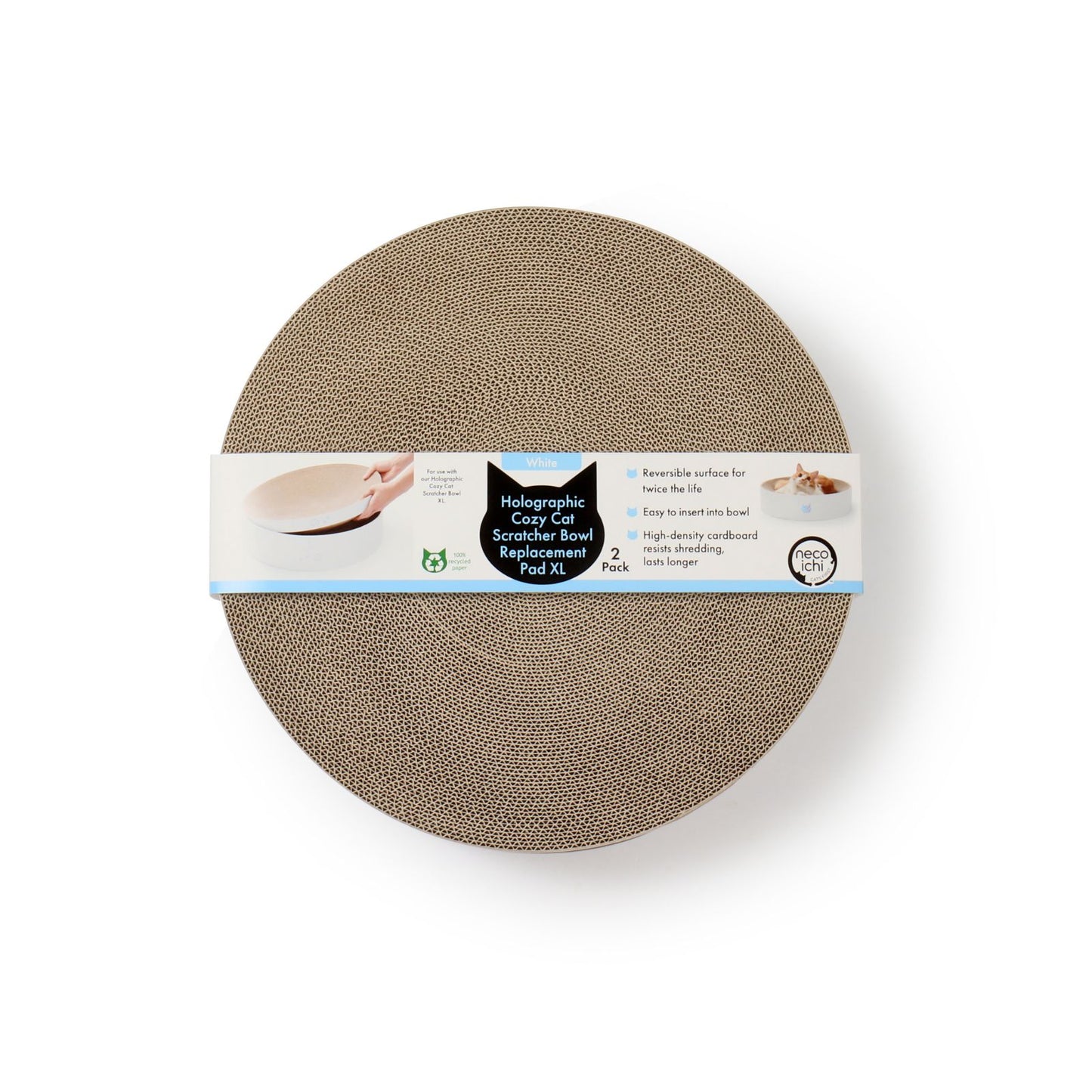 Cozy Cat Scratcher Bowl Replacement Pad XL (Hologram White, 2 pack)