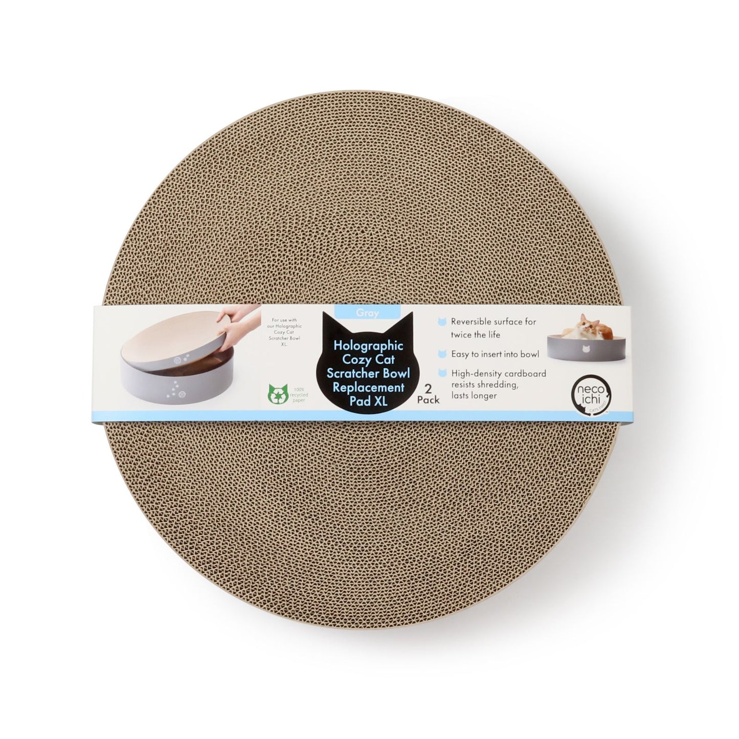 Cozy Cat Scratcher Bowl Replacement Pad XL (Hologram Gray, 2 pack)