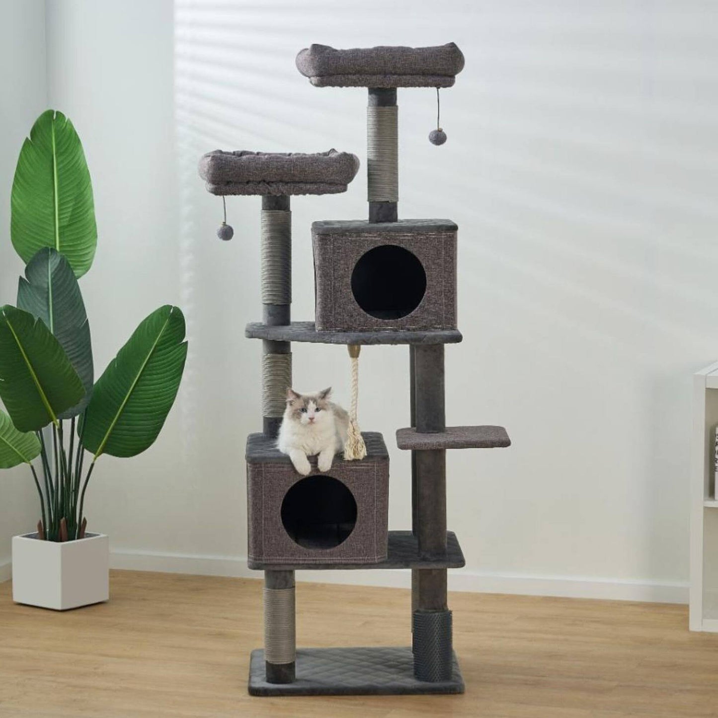 Catry Stella 6 Level Quilted Velvet Large Cat Tree With Condo