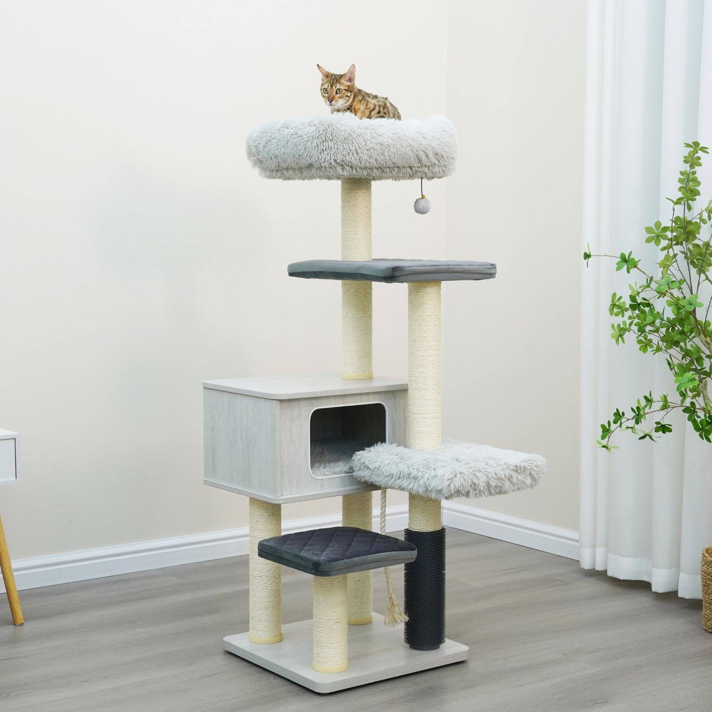Kasio 6-Level Modern and Minimalistic Cat Tree with Premium Shag Fur