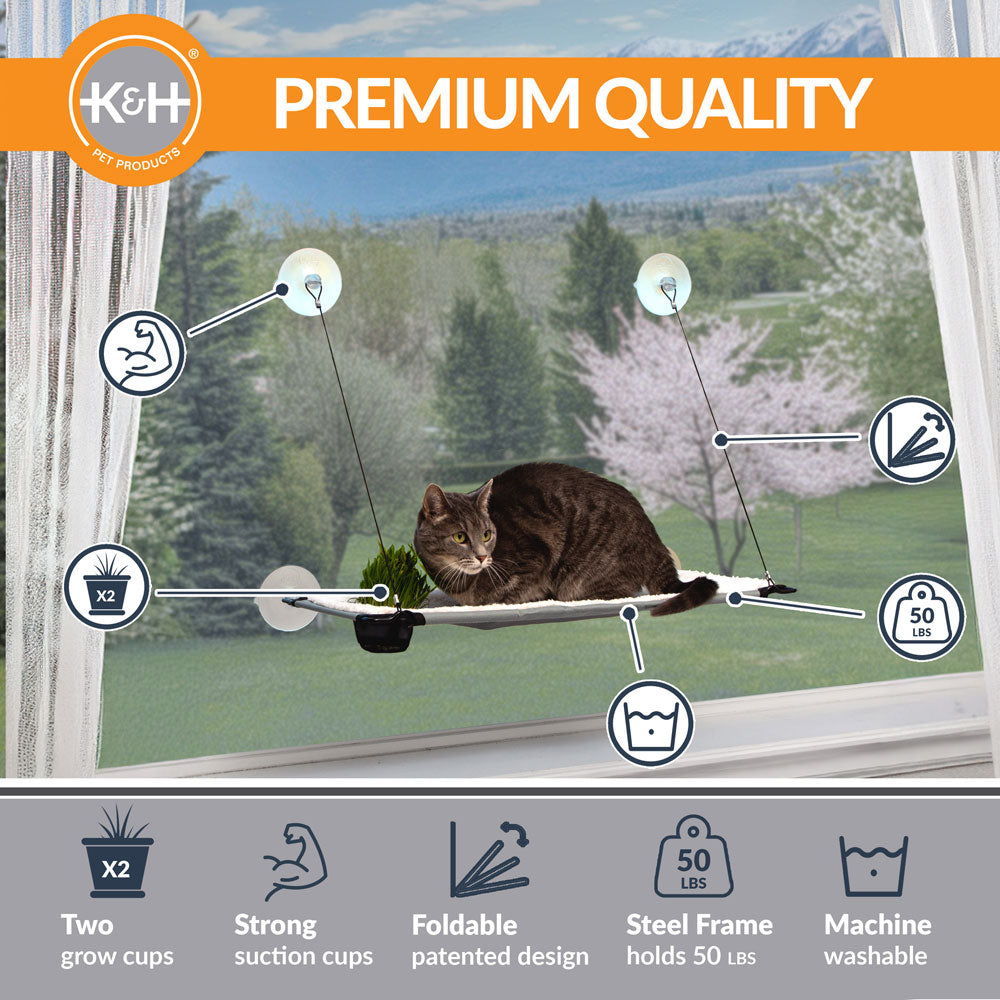 EZ Mount Window Lounger with Cat Grass Grow Station by K&H