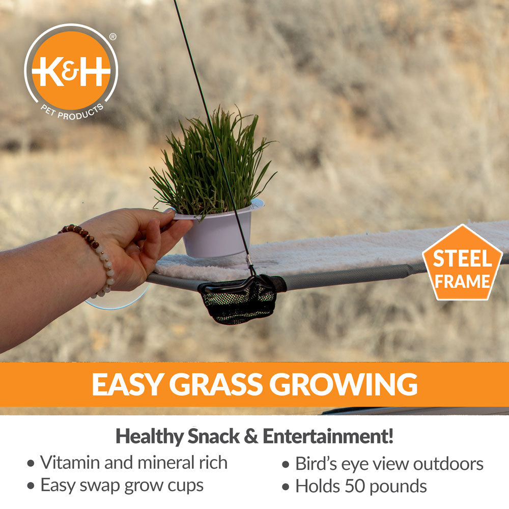 EZ Mount Window Lounger with Cat Grass Grow Station by K&H
