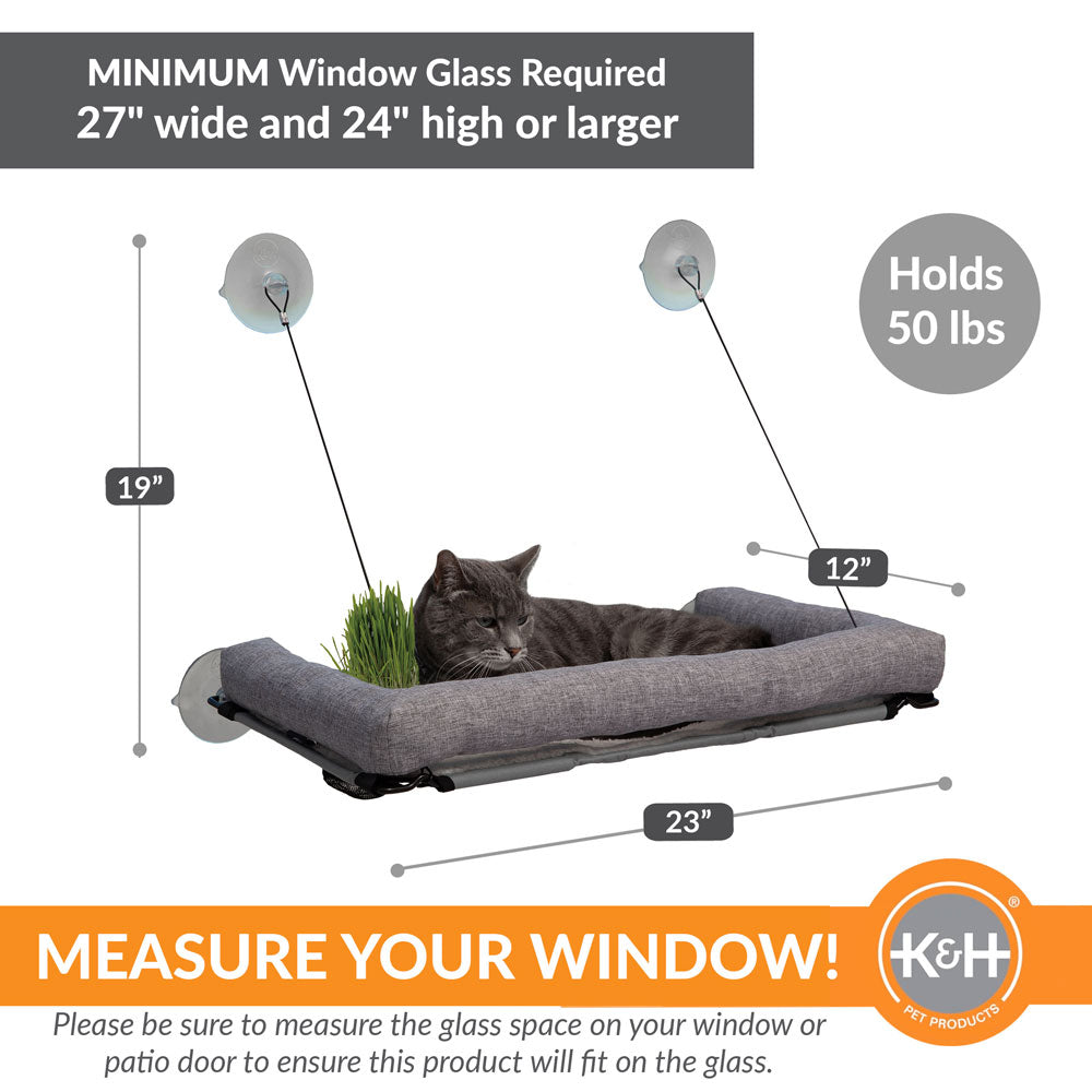 EZ Mount Deluxe Bolstered Window Kitty Sill with Cat Grass Grow Station by K&H