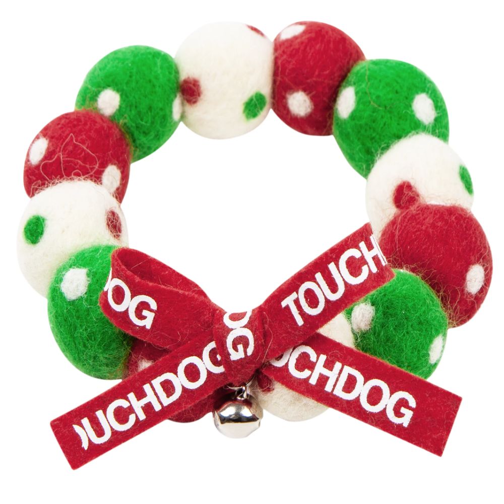 Touchcat Pom-Pom Patterned Designer Cat Neck Collar - Green