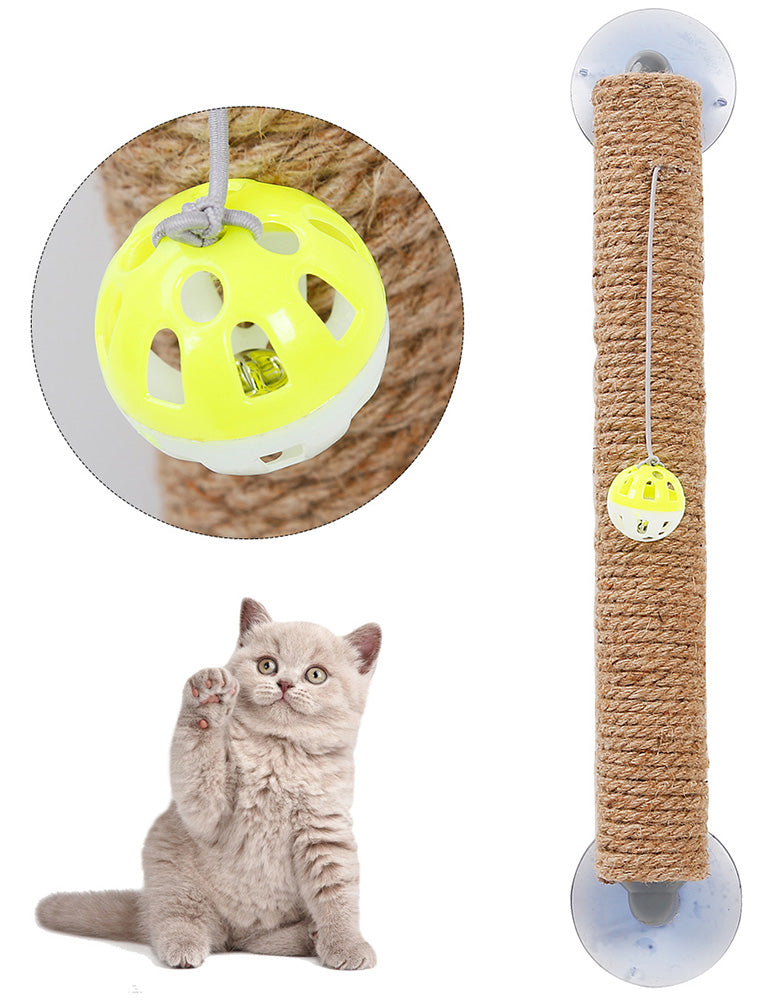 Pet Life'Stick N' Claw' Sisal Rope and Toy Suction Cup Stick Shaped Cat Scratcher