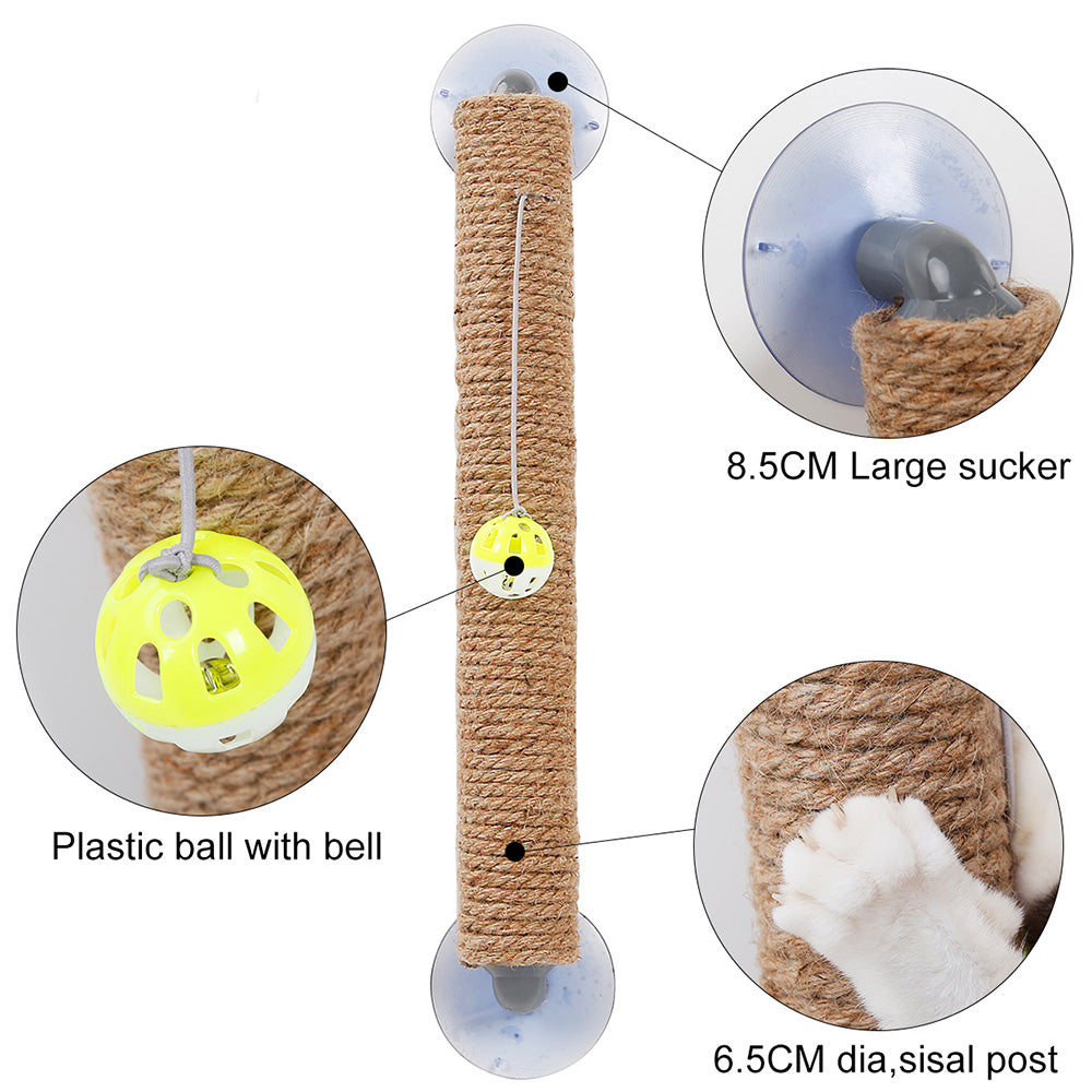 Pet Life'Stick N' Claw' Sisal Rope and Toy Suction Cup Stick Shaped Cat Scratcher