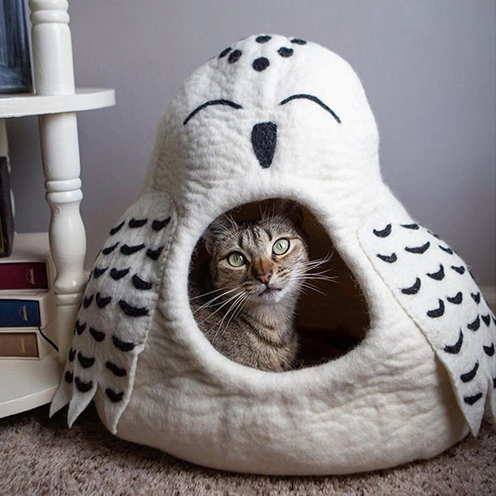 Wool Pet Cave, Owl, Snowy