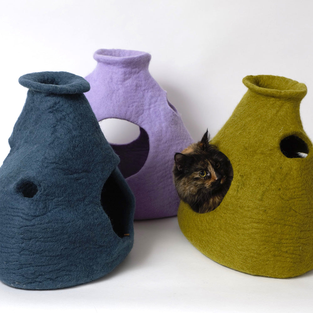 Wool Pet Cave, Purr-a-Boo, Grey