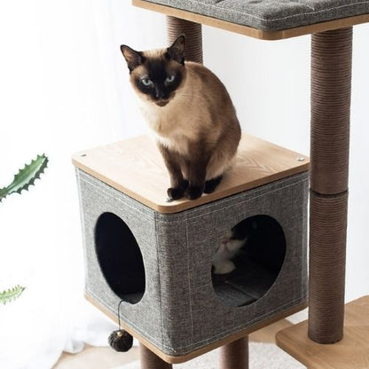 Petpals, Elevate Minimalistic Design Wooden Medium Cat Tower
