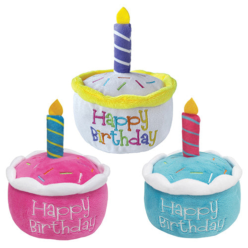fouFIT Birthday Cake Plush Toy with Hidden Squeaker - Case of 3