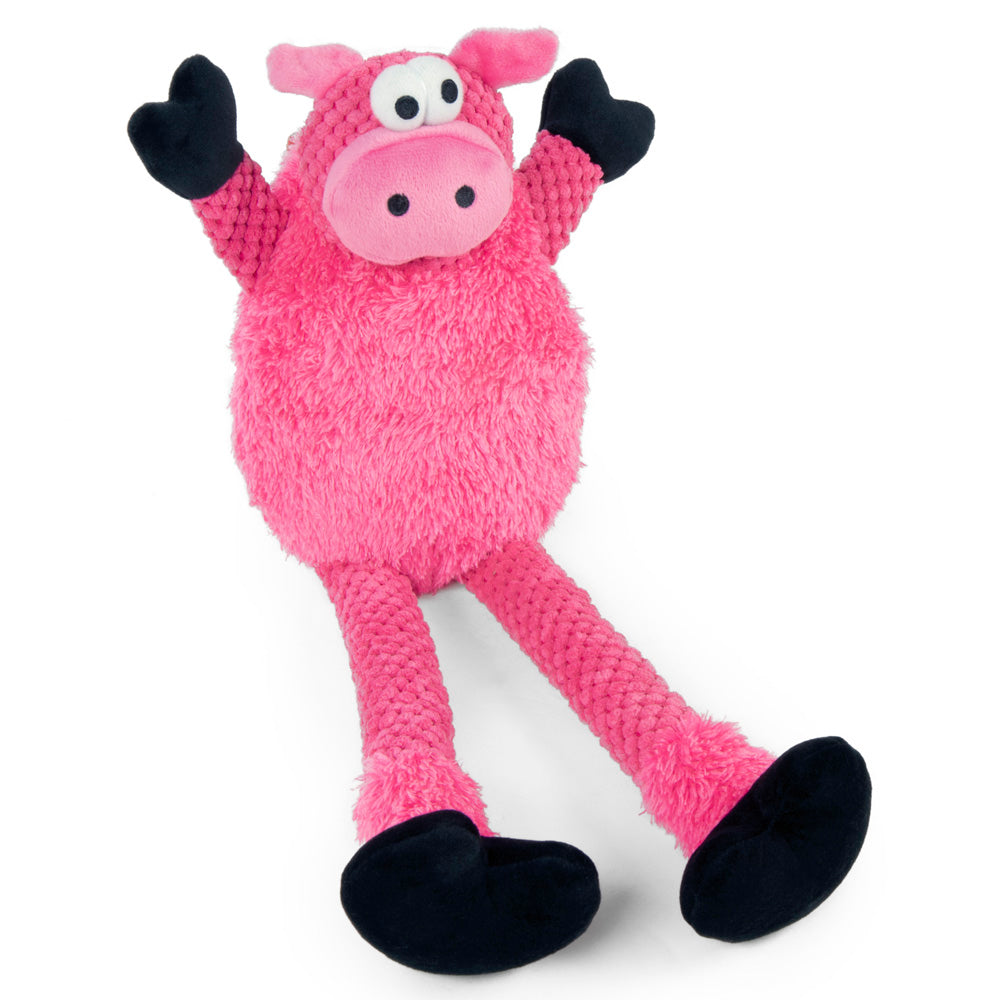goDog Checkers Skinny Pig w/Chew Guard Plush Dog Toy Small