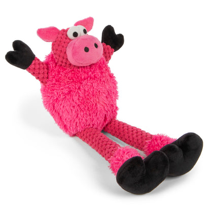 goDog Checkers Skinny Pig w/Chew Guard Plush Dog Toy Small