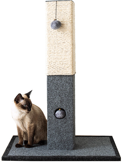 Catry, Natural Minimalist Cat Tree Cat Scratching Post with Natural Sisal Rope and Toys