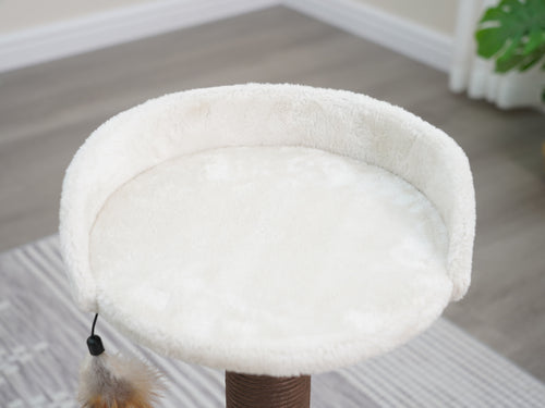 PetPals Nirvana 3-Level Kitten Tree with Plush Perch, Cozy Hammock, and Recycled Paper Rope Scratching Posts, Modern Design, Beige