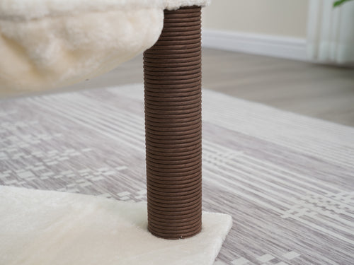 PetPals Nirvana 3-Level Kitten Tree with Plush Perch, Cozy Hammock, and Recycled Paper Rope Scratching Posts, Modern Design, Beige