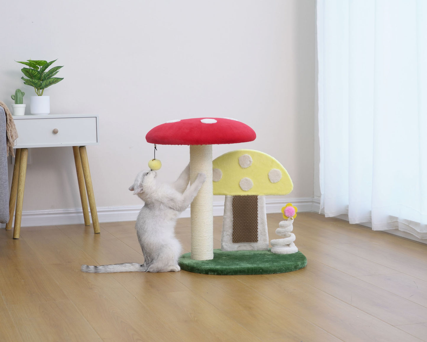 PetPals Apartment-Sized Magical Mushroom Cat Perch - 20"H, 2 Level, Medium, Moultrie