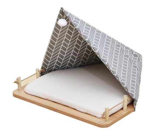 PetPals Group Camping Ground Tent-Style pet Bed with Soft Plush Cusion