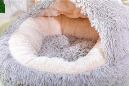 Petpals Igloo Pearl Grey Cat Bed, Plush Shag Bed