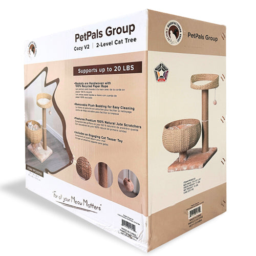 PetPals Cozy V2 Natural Aesthetic Handwoven, Eco-Friendly Cat Tree