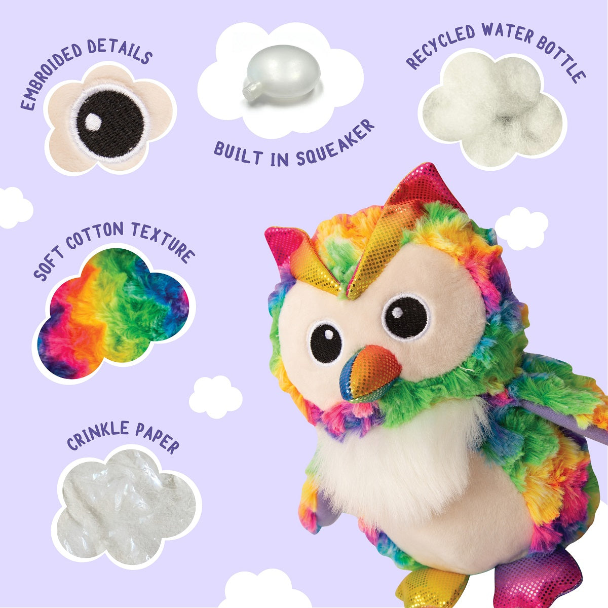 SnugArooz Hootie the Owl Plush Dog Toy 8"