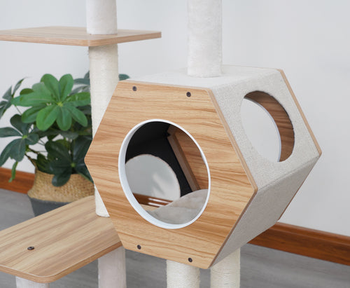 PetPals Wagon Style Minimalistic Design, Wooden Medium Cat Tower
