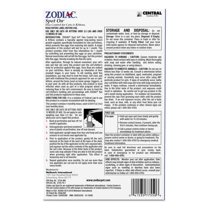 Zodiac Flea and Tick Spot On for Cats and Kittens 4 Pack