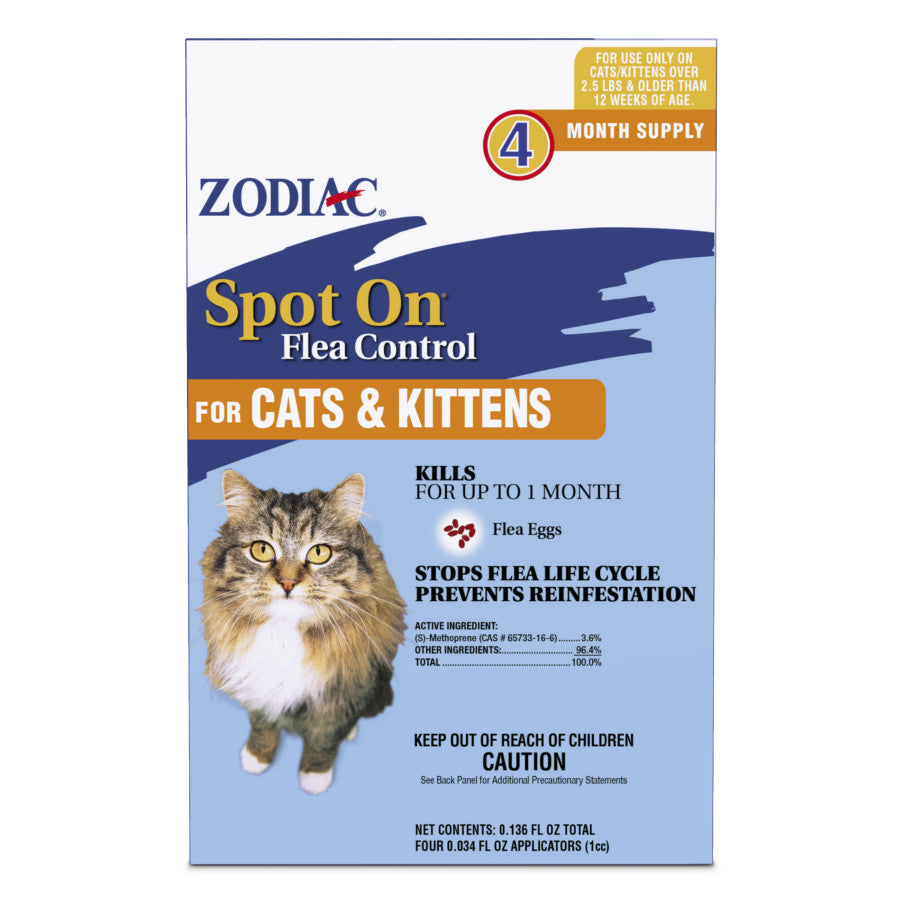 Zodiac Flea and Tick Spot On for Cats and Kittens 4 Pack