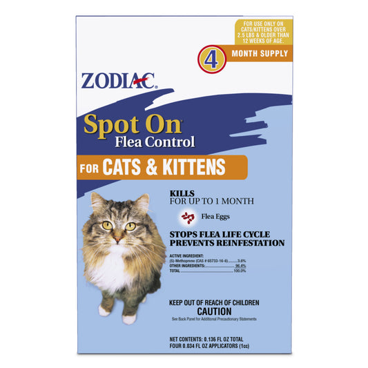 Zodiac Flea and Tick Spot On for Cats and Kittens 4 Pack