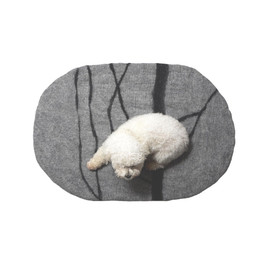 Wool Pet Mat, Riverstone, Light Grey