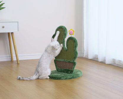 PetPals Natural Compostable Sisal Cactus-Shaped Cat Scratcher - 18"H, Natural Sisal, Medium