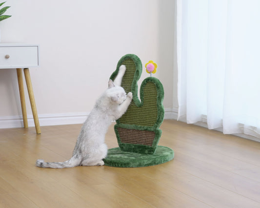 PetPals Natural Compostable Sisal Cactus-Shaped Cat Scratcher - 18"H, Natural Sisal, Medium