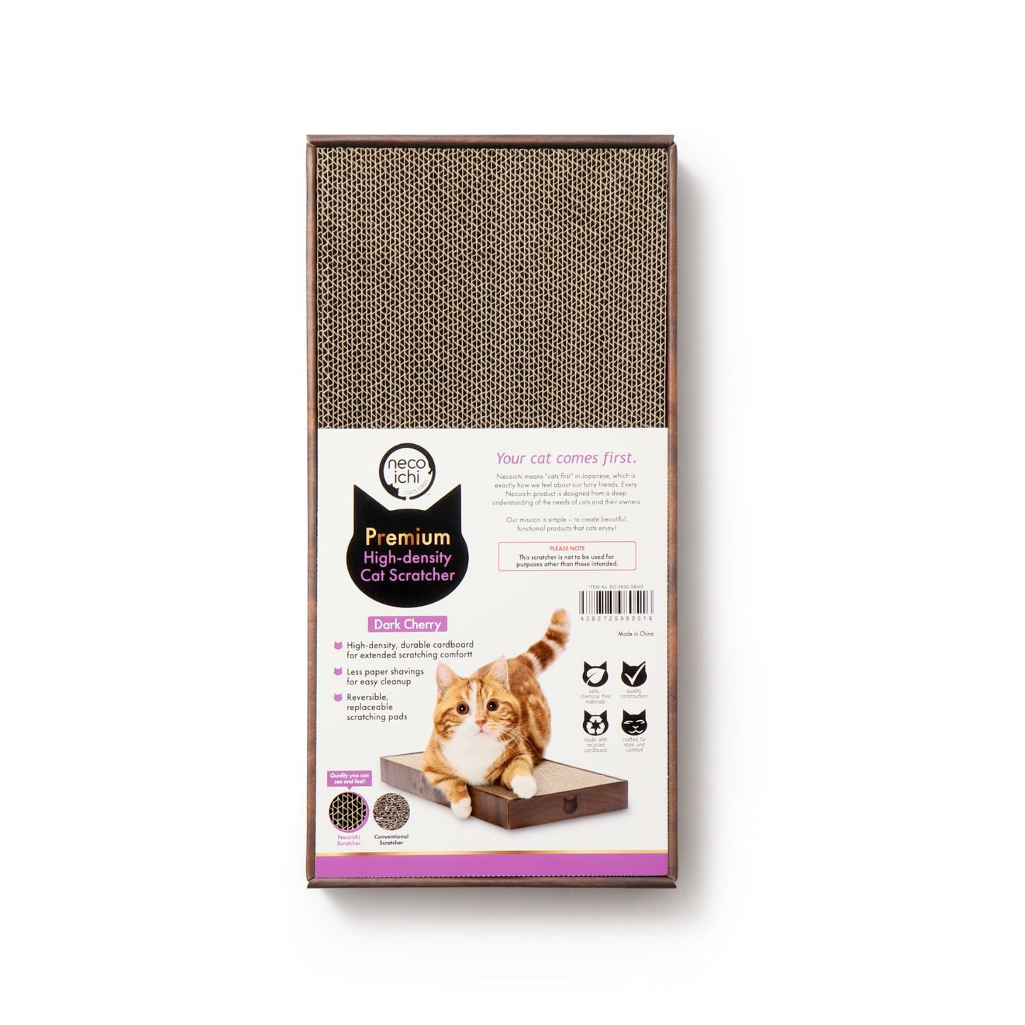 Premium High-density Cat Scratcher (Dark Cherry)