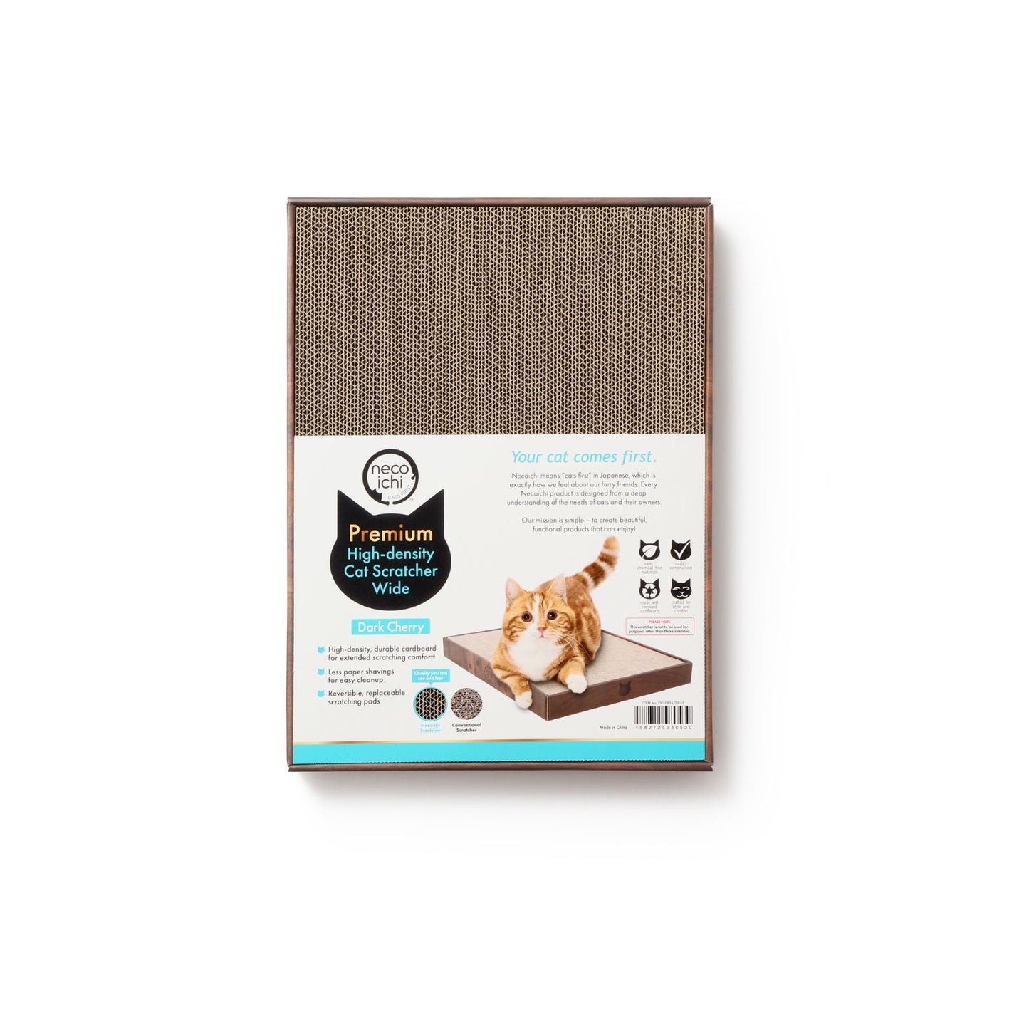 Premium High-density Cat Scratcher Wide (Dark Cherry)