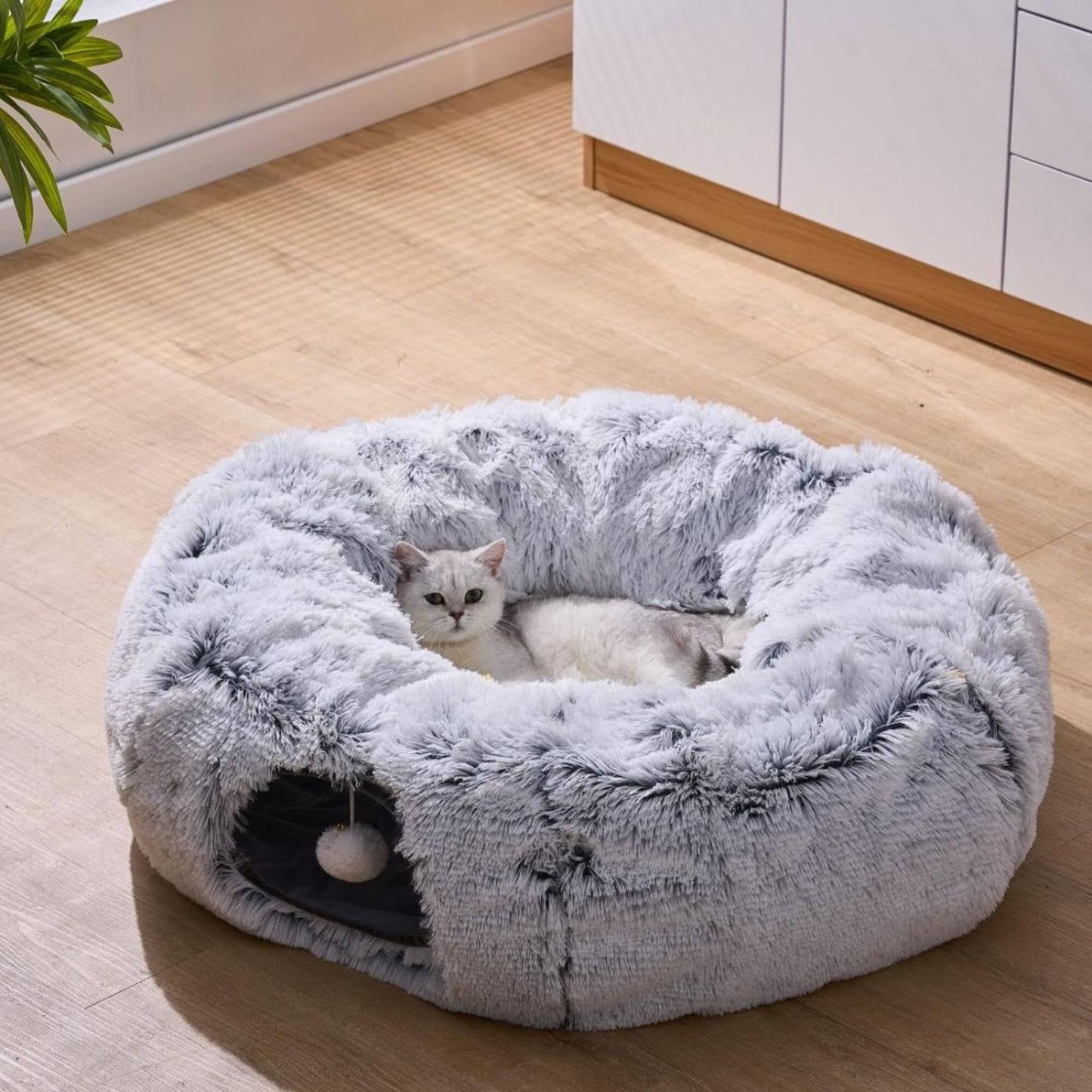 PetPals Cat Tunnel, Premium Tunnel for Large Cat, 2-in-1 Cat Tunnel, Fluffy Cat Tunnel with Cat Bed & Toys