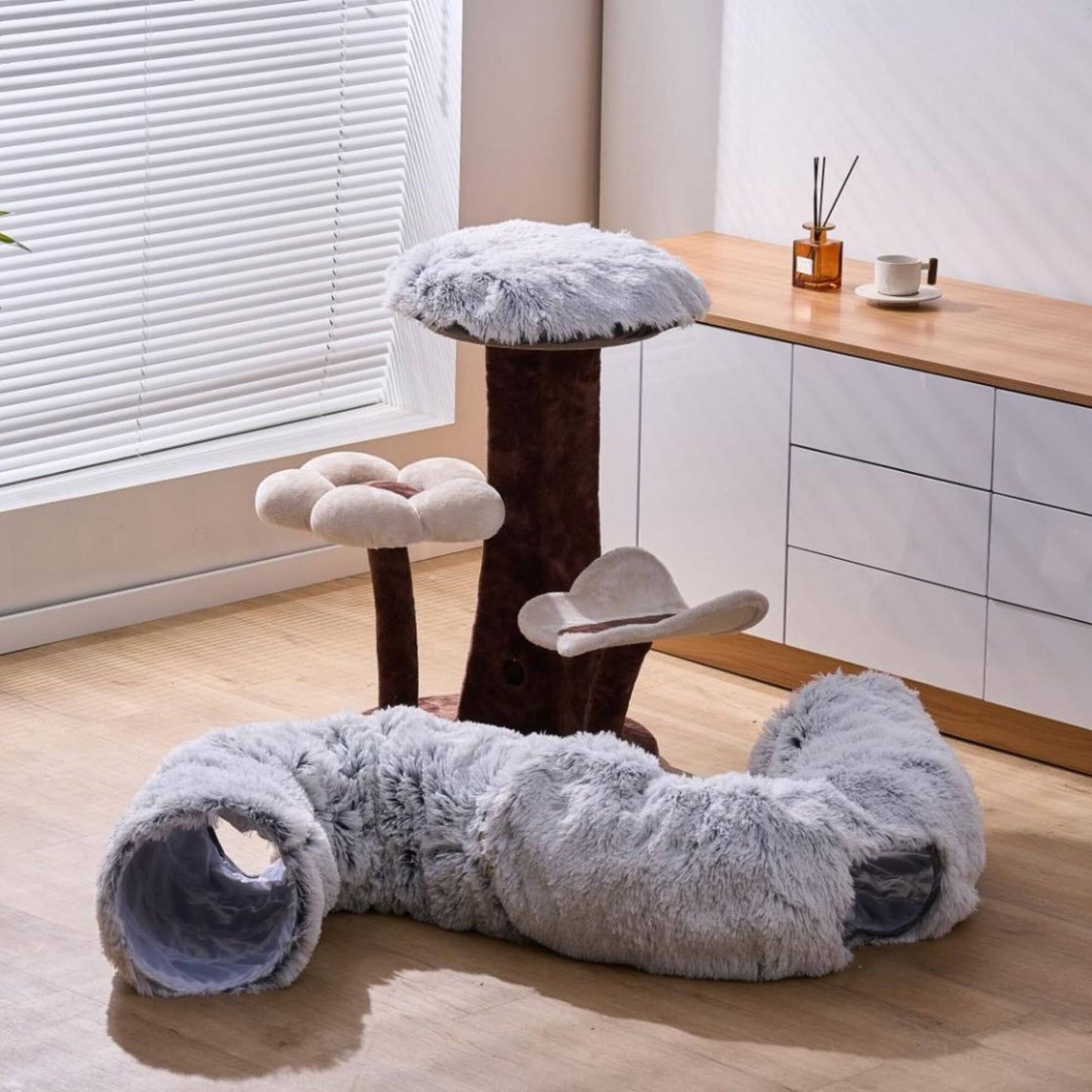 PetPals Cat Tunnel, Premium Tunnel for Large Cat, 2-in-1 Cat Tunnel, Fluffy Cat Tunnel with Cat Bed & Toys