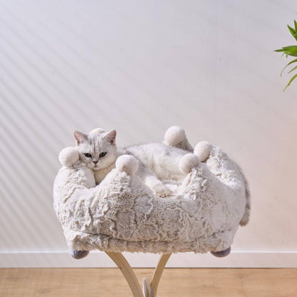 PetPals Anxiety Calming Cat Bed, Installed into Cat Tree, Crown Shaped & Washable Kitten Bed - Rose Crown