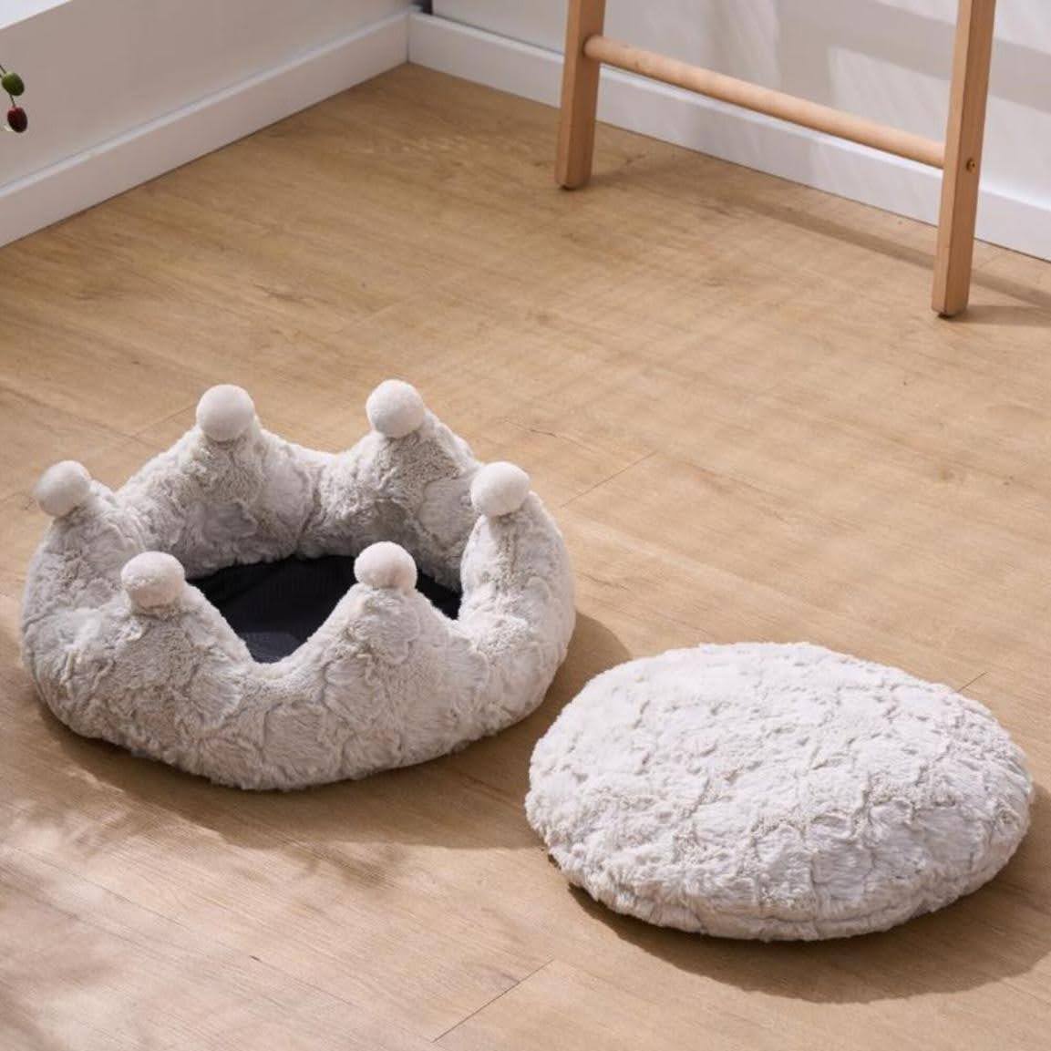 PetPals Anxiety Calming Cat Bed, Installed into Cat Tree, Crown Shaped & Washable Kitten Bed - Rose Crown