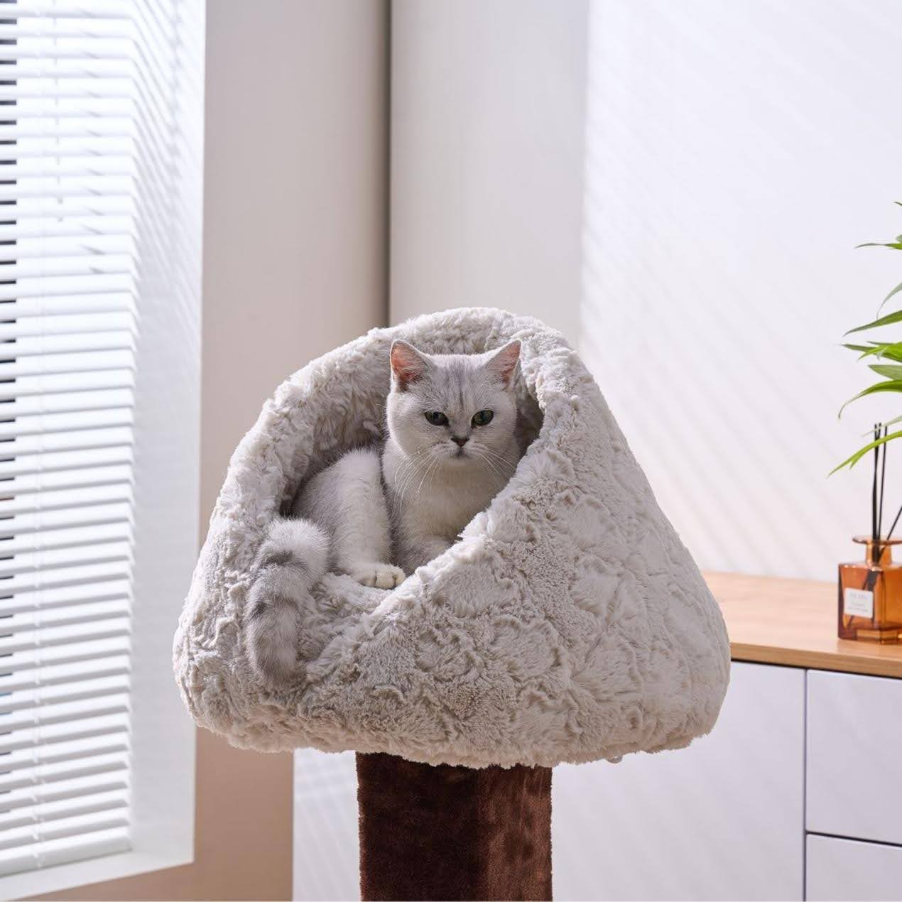 PetPals Anxiety Calming Cat Bed, Installed into Cat Tree, Multi-Purpose & Washable Kitten Bed - Rose Cradle
