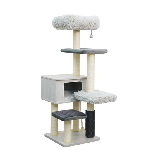 Kasio 6-Level Modern and Minimalistic Cat Tree with Premium Shag Fur