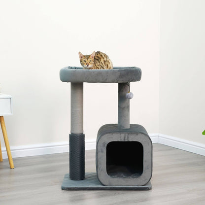 Catry Eclipse 2-Level Modern Apartment-Sized Cat Tree with Condo and Rubber Groomer