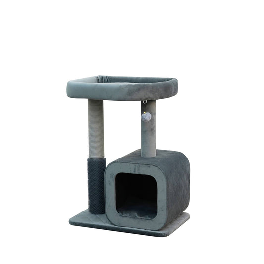 Catry Eclipse 2-Level Modern Apartment-Sized Cat Tree with Condo and Rubber Groomer