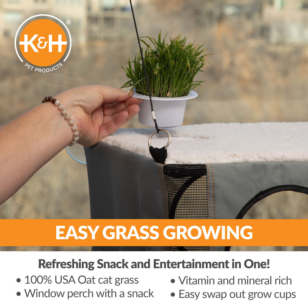 EZ Mount Penthouse Cat Window Perch with Cat Grass Grow Station by K&H