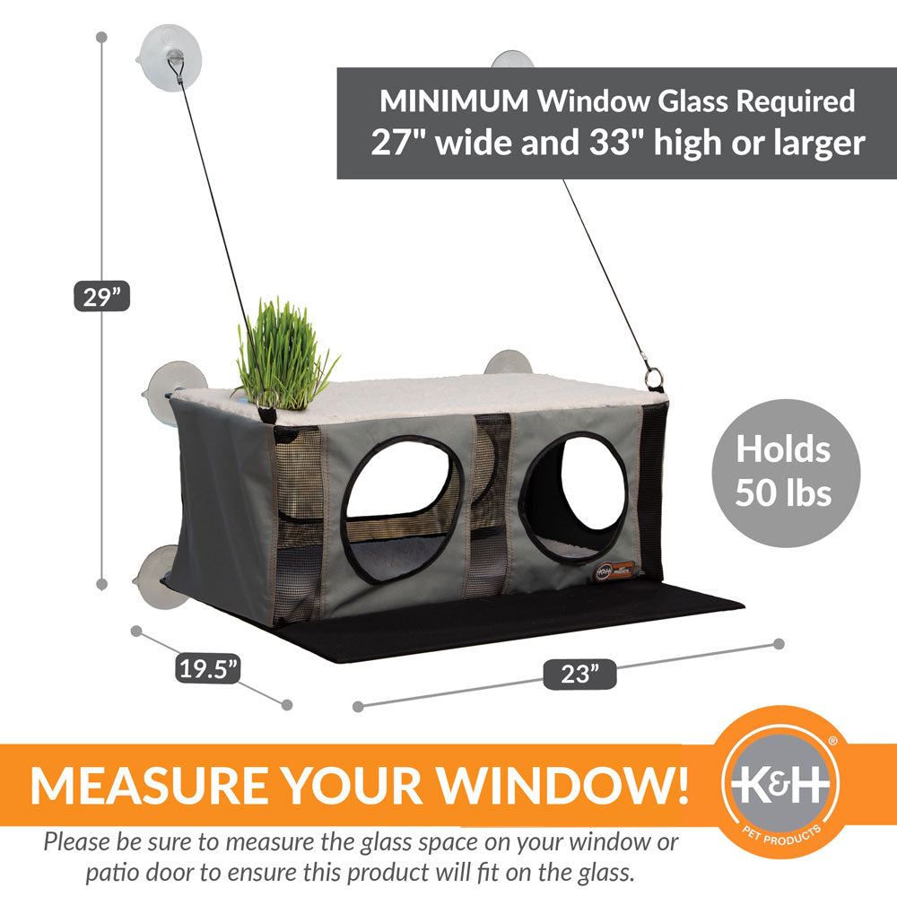 EZ Mount Penthouse Cat Window Perch with Cat Grass Grow Station by K&H