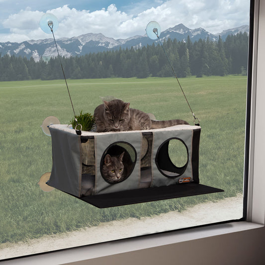 EZ Mount Penthouse Cat Window Perch with Cat Grass Grow Station by K&H