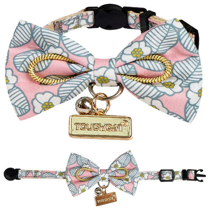 Touchcat  Floral Patterned Designer Cat Collar - Pink